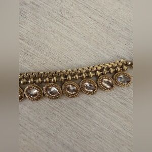 Elegant Gold-Bronze Waist Chain with Crystal Accents
